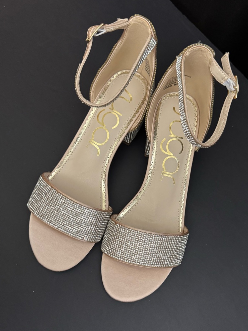 Sugar Blush Rhinestone Ankle-Strap Heels